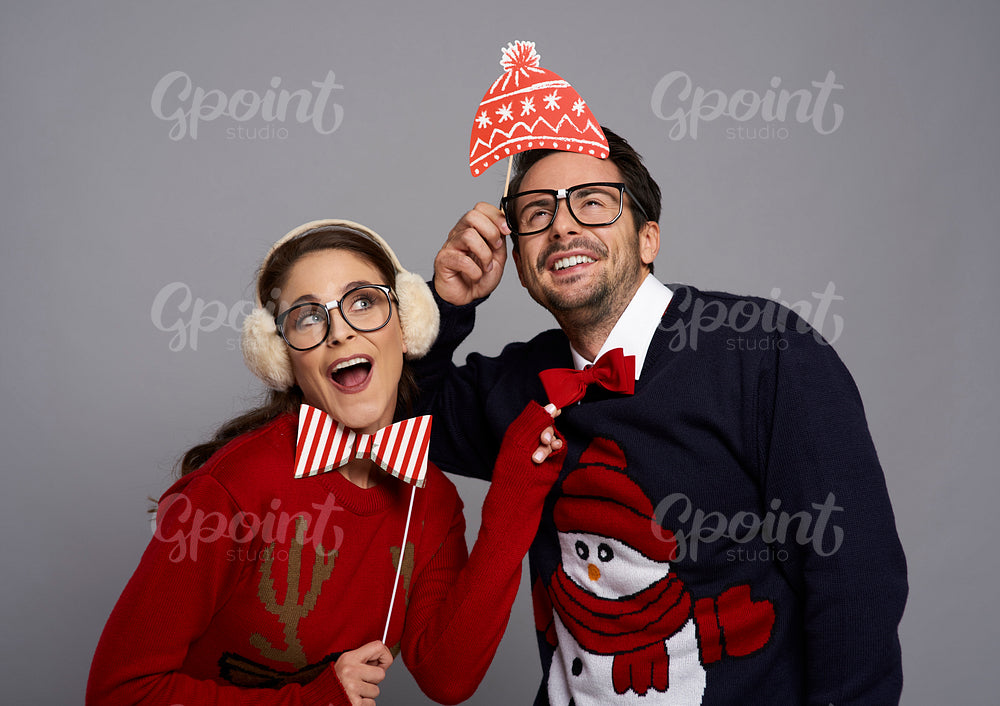 Bizarre couple in Christmas time