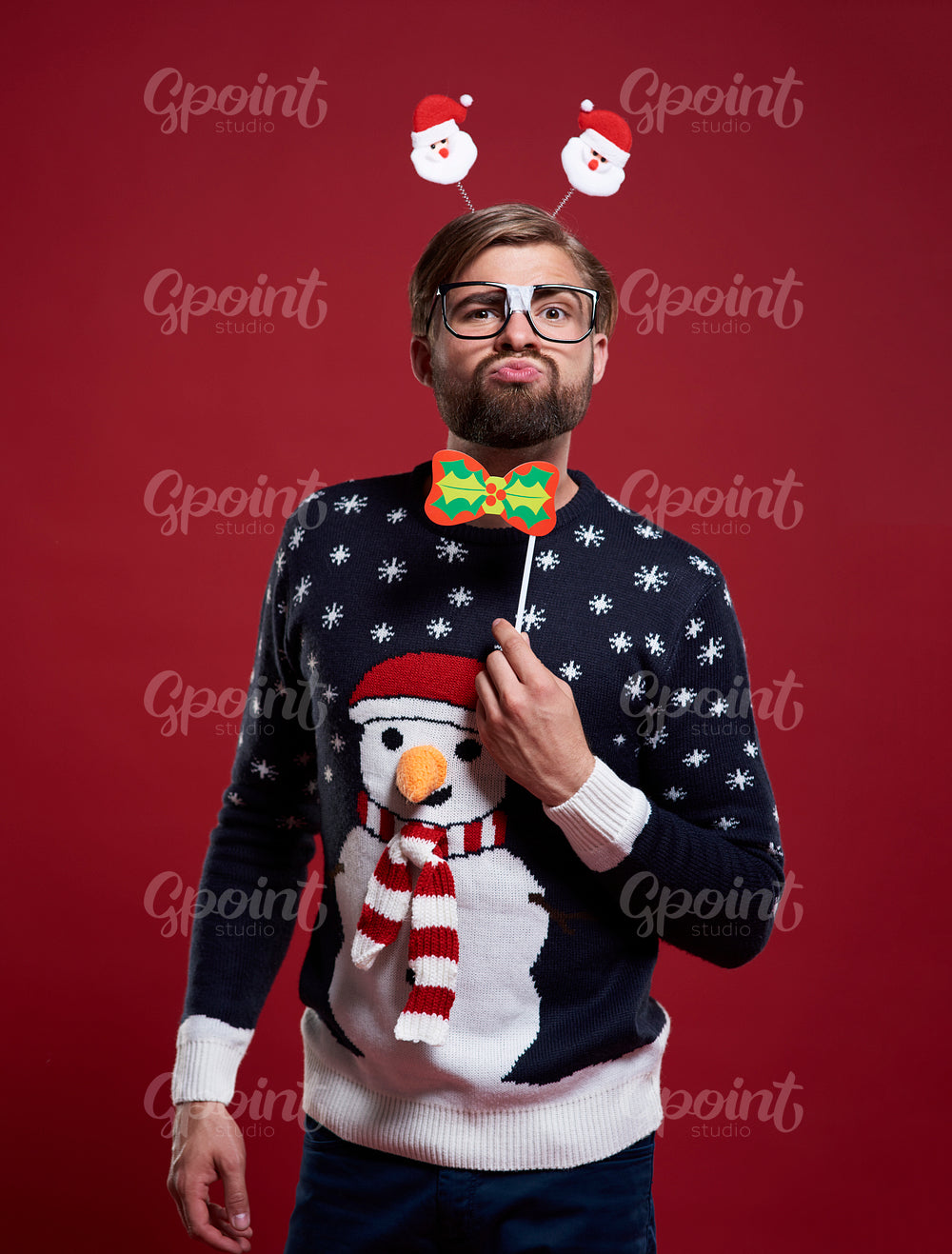Funny man in Christmas time