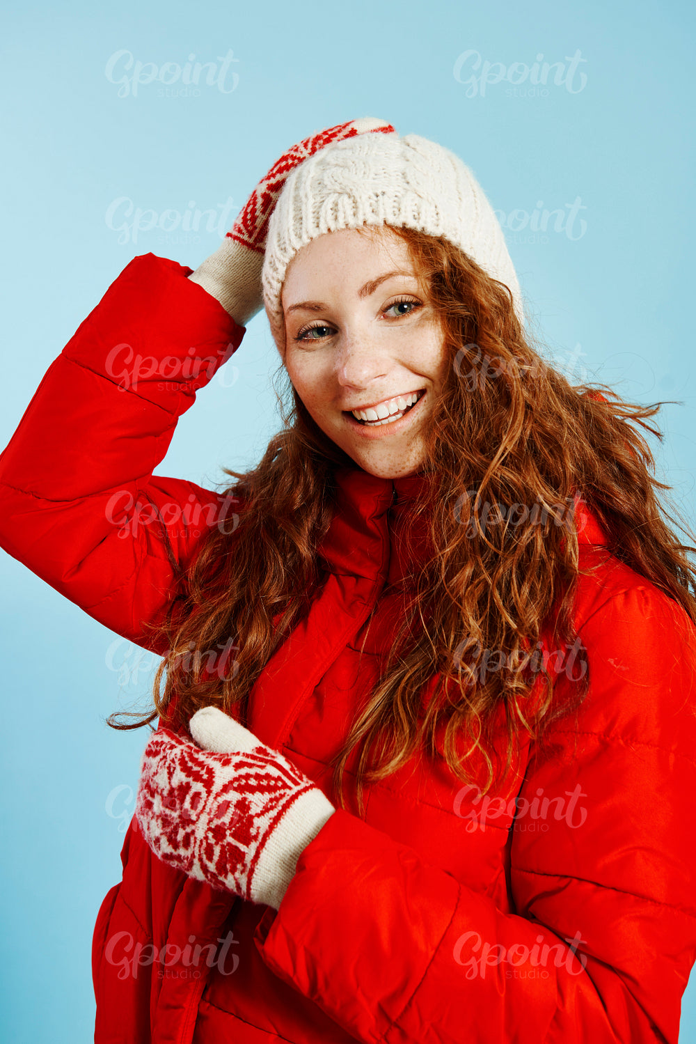 Portrait of beautiful girl wearing warm clothing