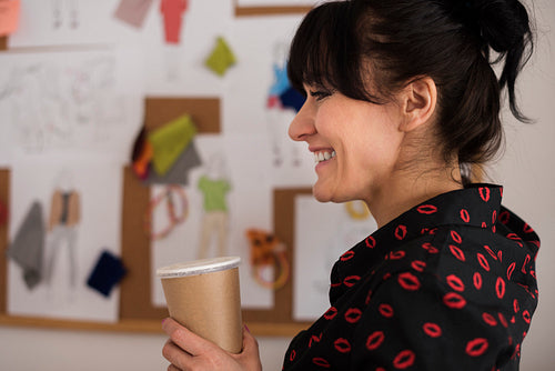 Happiness business woman with coffee