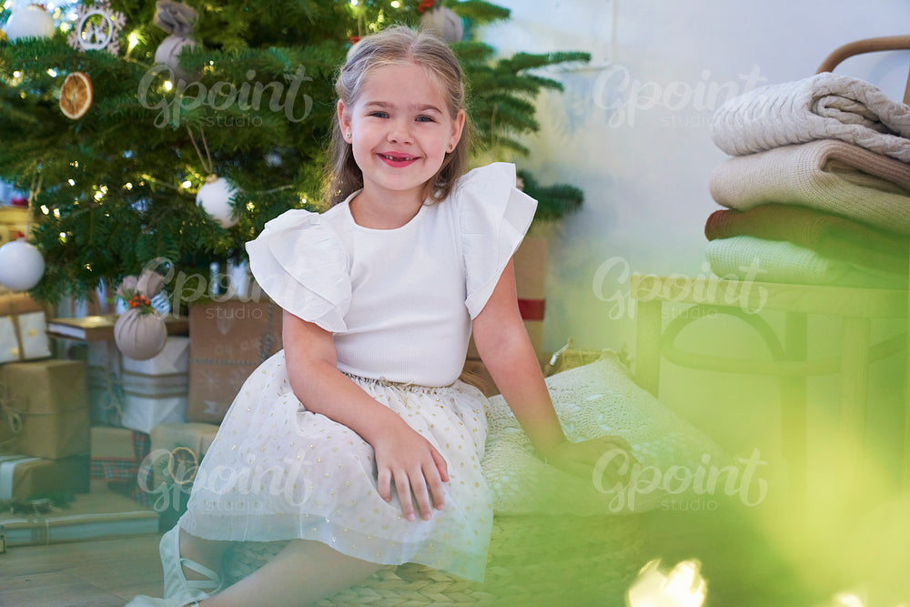 Portrait of cute little girl at the Christmas time 