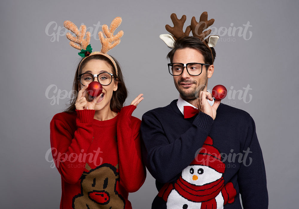 Nerd couple in Christmas time