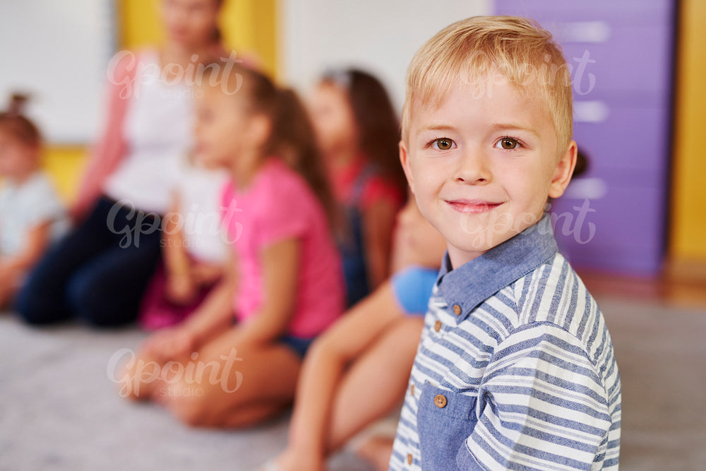 Smiling boy in the preschool