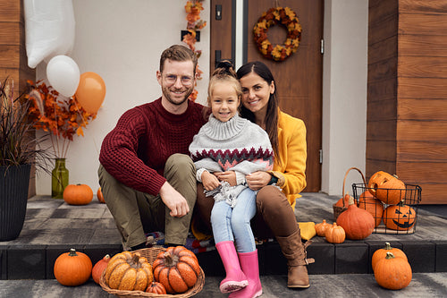 Portrait of smiling family during the Halloween