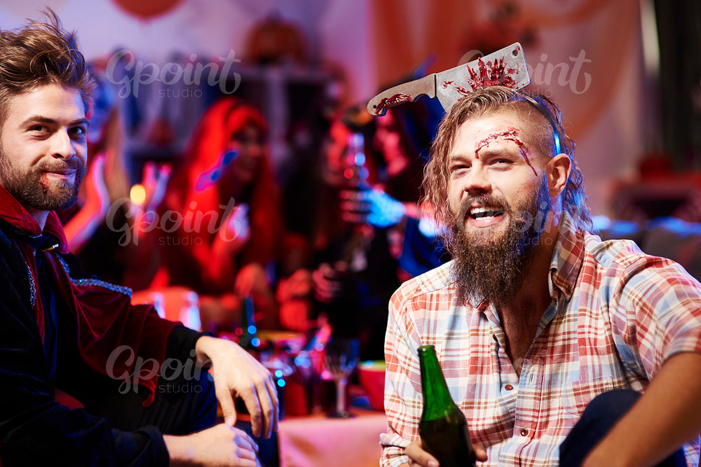 Two men having fun at the party
