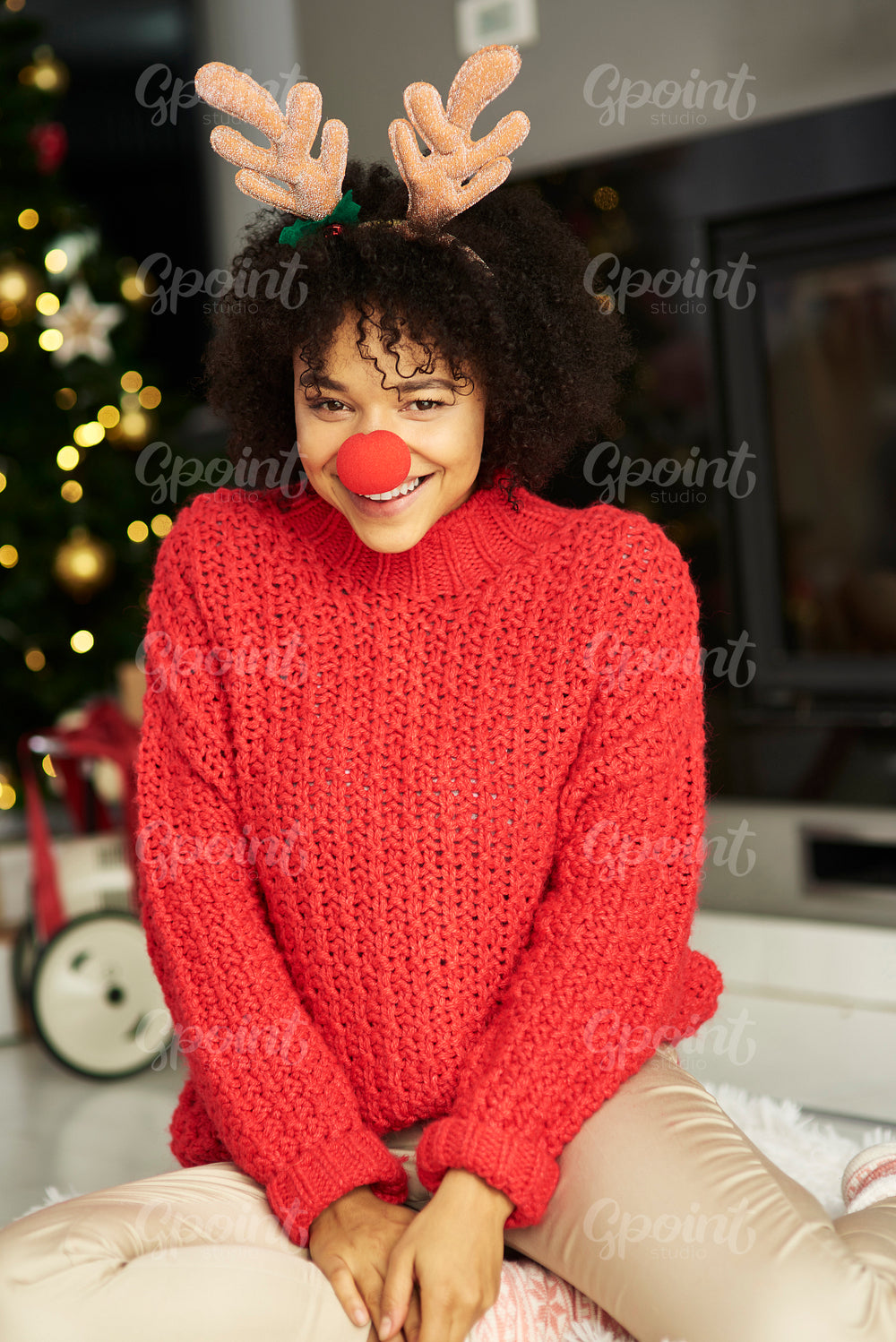 Portrait of African woman in Christmas time