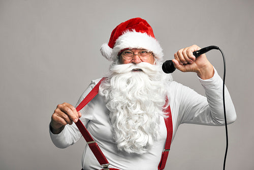Funny Santa Claus singing Christmas's songs