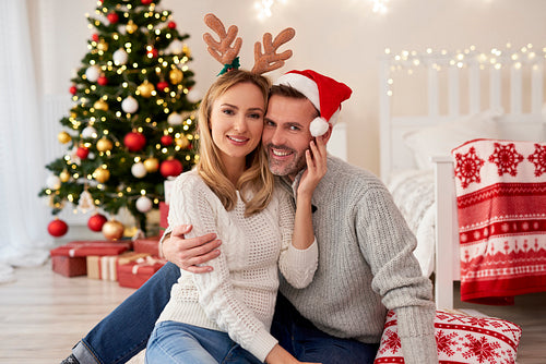 Portrait of affectionate couple at Christmas